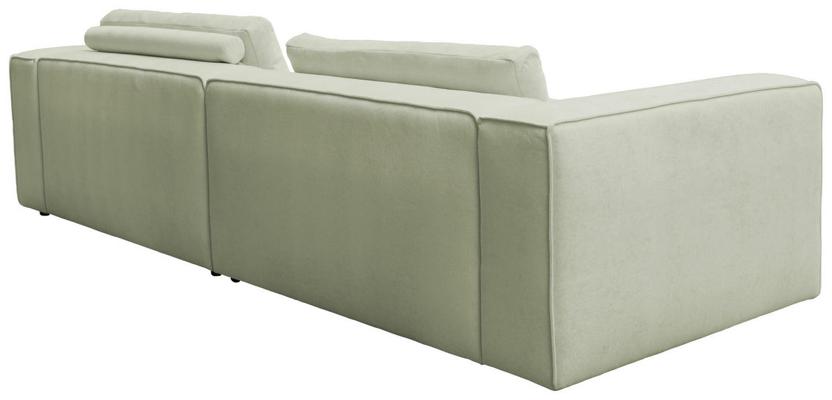 ECKSOFA Hellgrün Chenille Rücken echt  - Schwarz/Hellgrün, MODERN, Kunststoff/Textil (296/185cm) - Hom`in