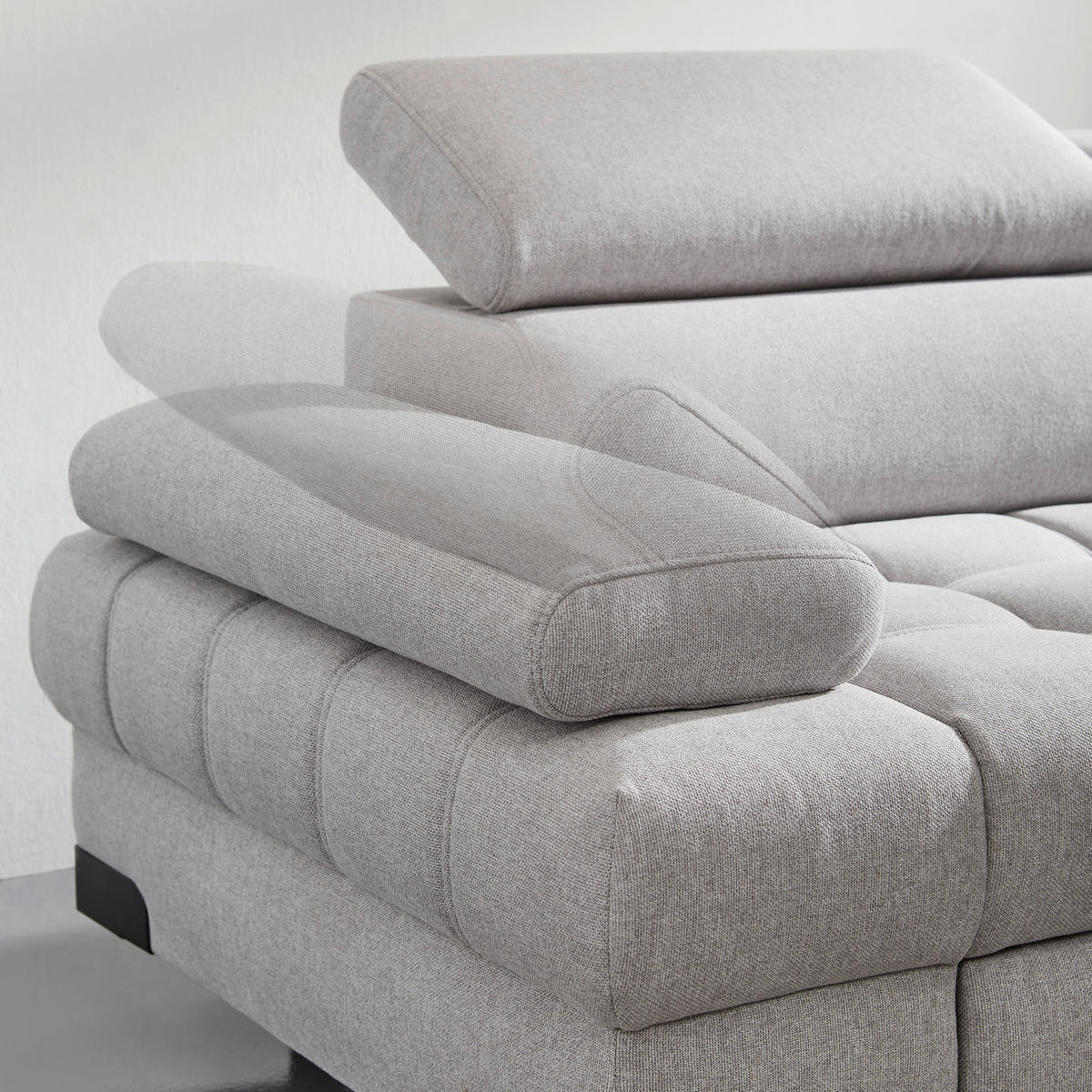 ECKSOFA in Webstoff Silberfarben  - Silberfarben/Schwarz, Modern, Textil/Metall (263/223cm) - Welnova