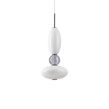 HÄNGELEUCHTE 28/275,5 cm  - Schwarz/Weiß, Design, Glas/Metall (28/275,5cm)