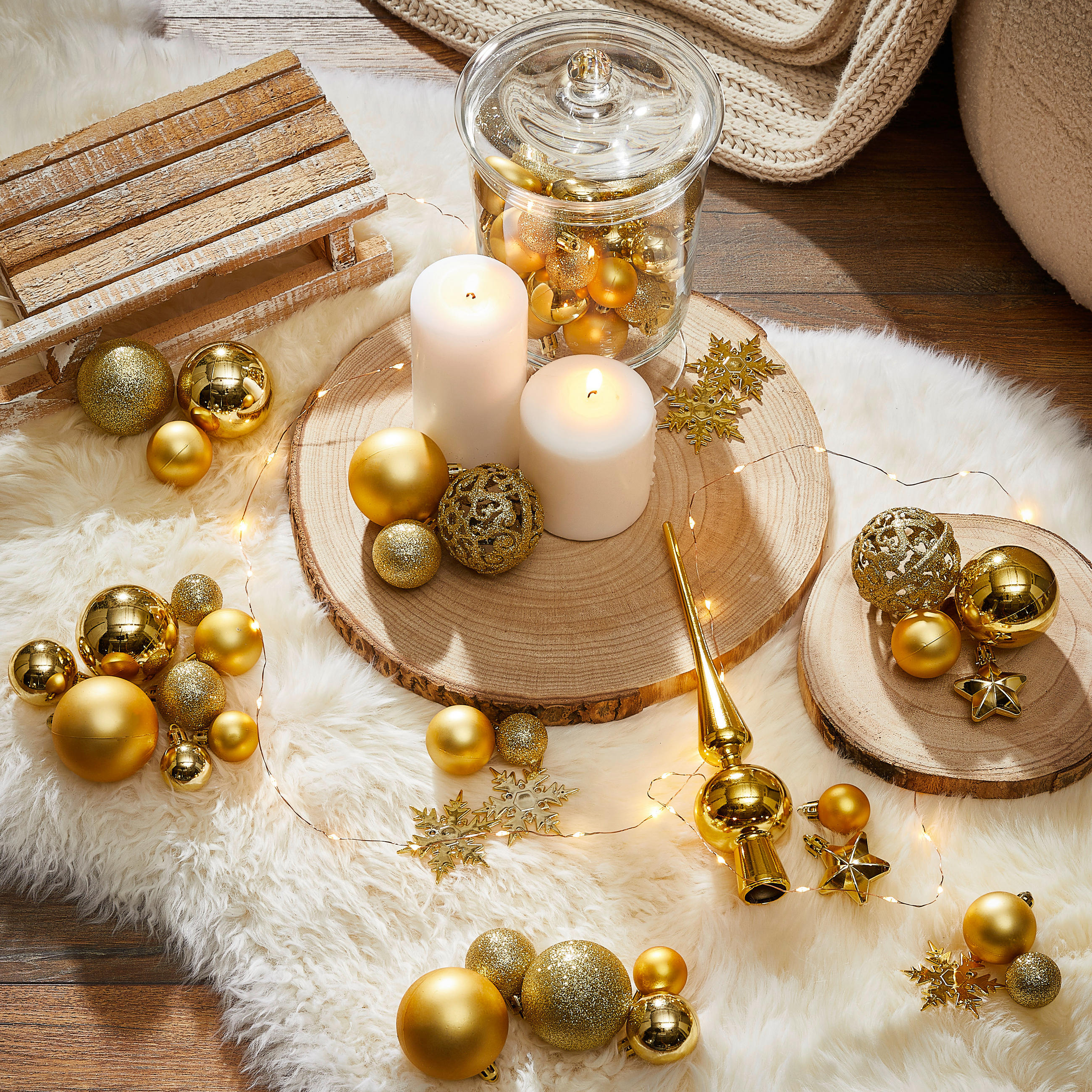 CHRISTBAUMKUGEL-SET - Weiß, Trend, Kunststoff (36/23/12cm) - X-Mas