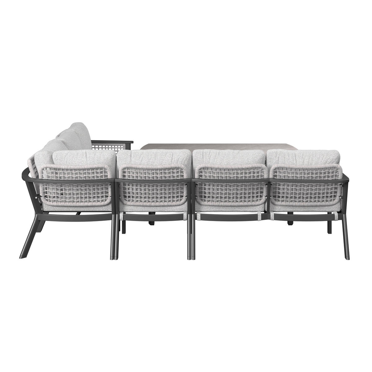DINING-LOUNGESET 271/209 cm Aluminium  - Anthrazit/Grau, Basics, Textil/Stein (271/209cm) - Amatio