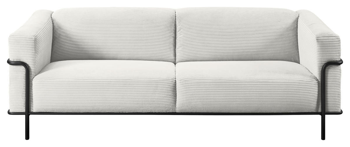 2,5-SITZER Cord Weiß  - Schwarz/Weiß, Design, Textil/Metall (216/67/96cm) - Johann Jakob