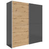 SCHWEBETÜRENSCHRANK 170/191/59 cm 2-türig Graphitfarben, Eiche Artisan  - Silberfarben/Graphitfarben, Basics, Holzwerkstoff/Kunststoff (170/191/59cm) - Boxxx