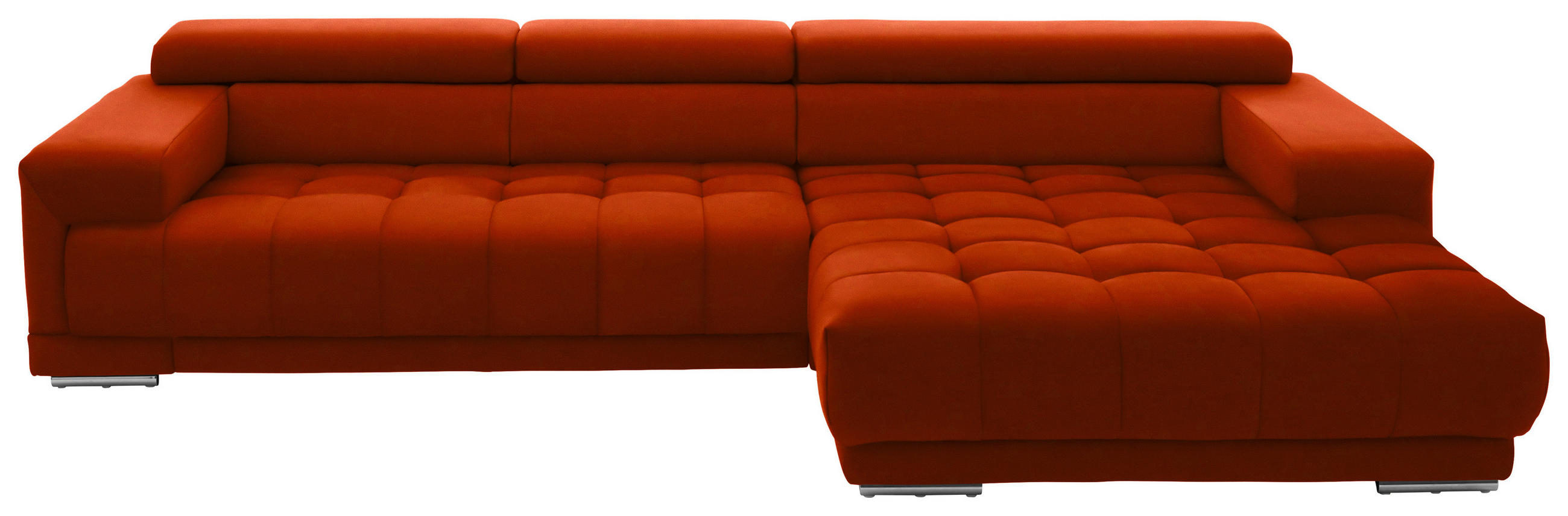 ECKSOFA  in Mikrofaser Orange  335/190 cm  - Silberfarben/Orange, Design, Textil/Metall (335/190cm) - Beldomo Speed