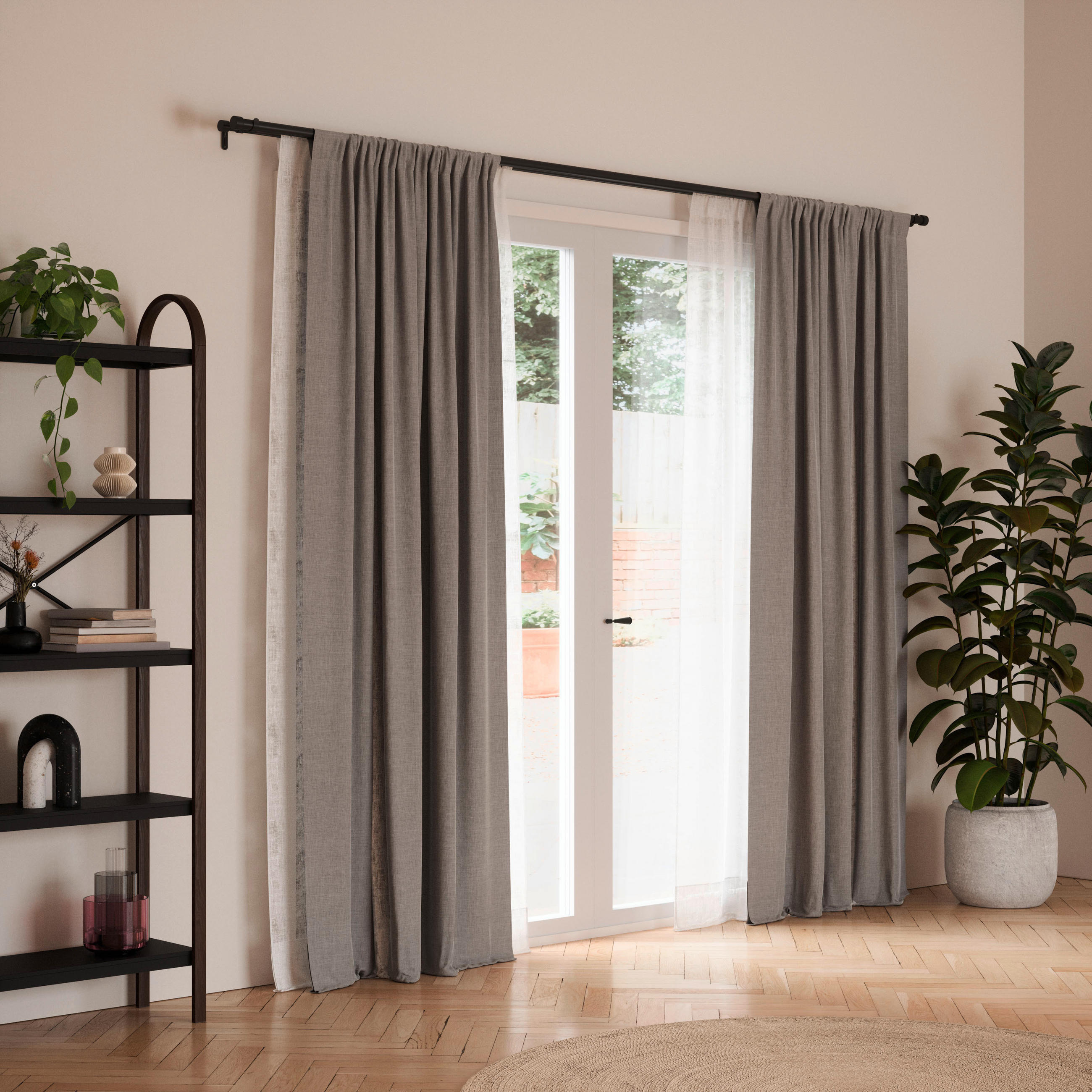 VORHANGSTANGE 462 cm  - Schwarz, KONVENTIONELL, Metall (462cm) - Umbra