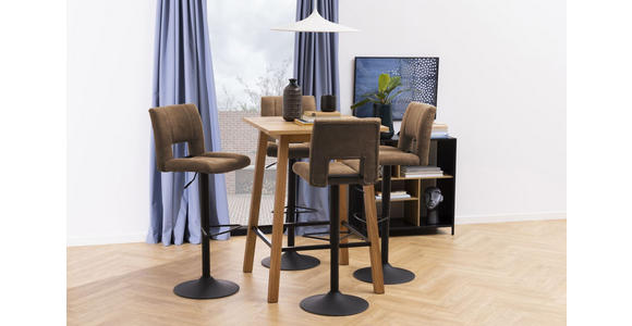 BARHOCKER in Metall, Textil Hellbraun - Hellbraun/Schwarz, Design, Textil/Metall (41,5/94-115/52cm) - Carryhome
