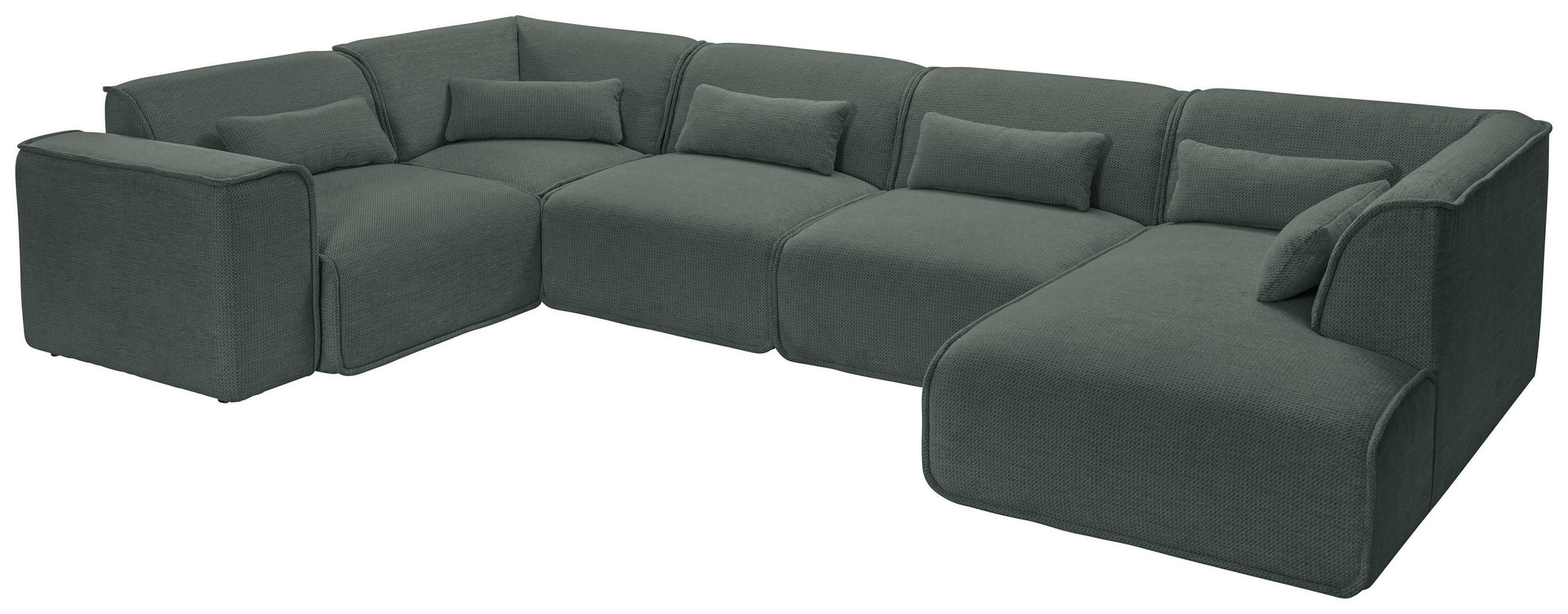 WOHNLANDSCHAFT LOMOCO MATEO Grün Flachgewebe  - Schwarz/Grün, Design, Kunststoff/Textil (211/368/165cm) - Lomoco