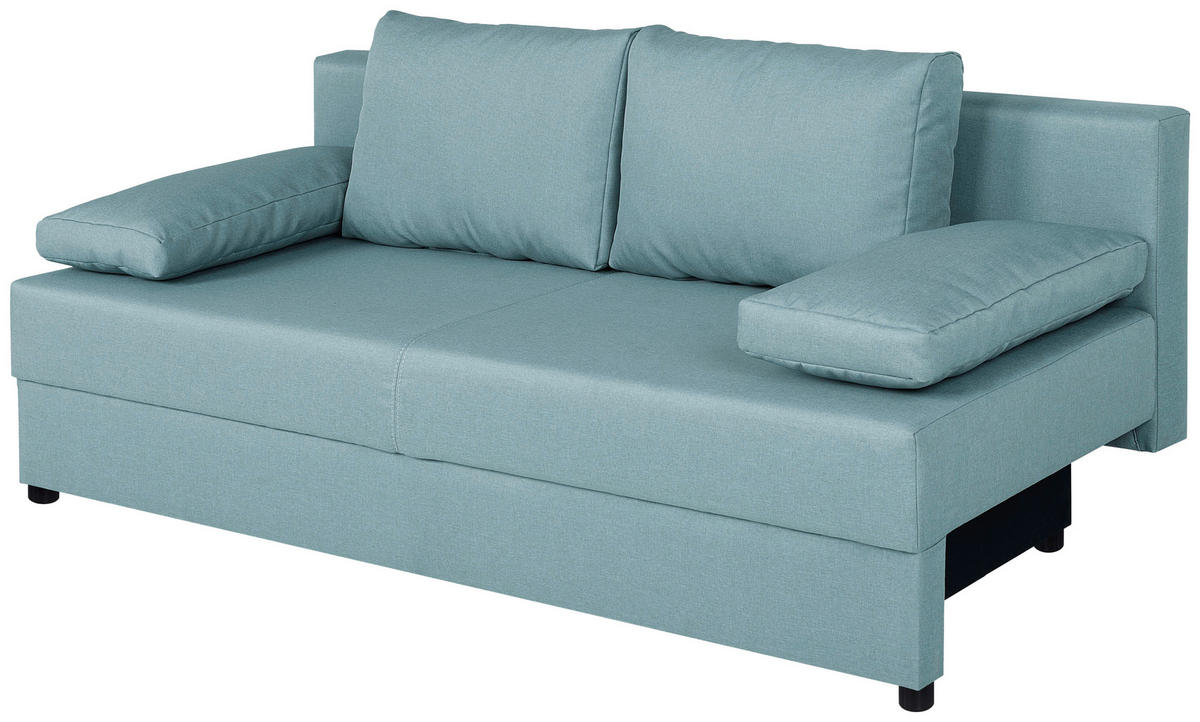 SCHLAFSOFA  mit Liegefunktion, Rücken echt Mintgrün  - Schwarz/Mintgrün, Design, Kunststoff/Textil (190/80/75cm) - P & B