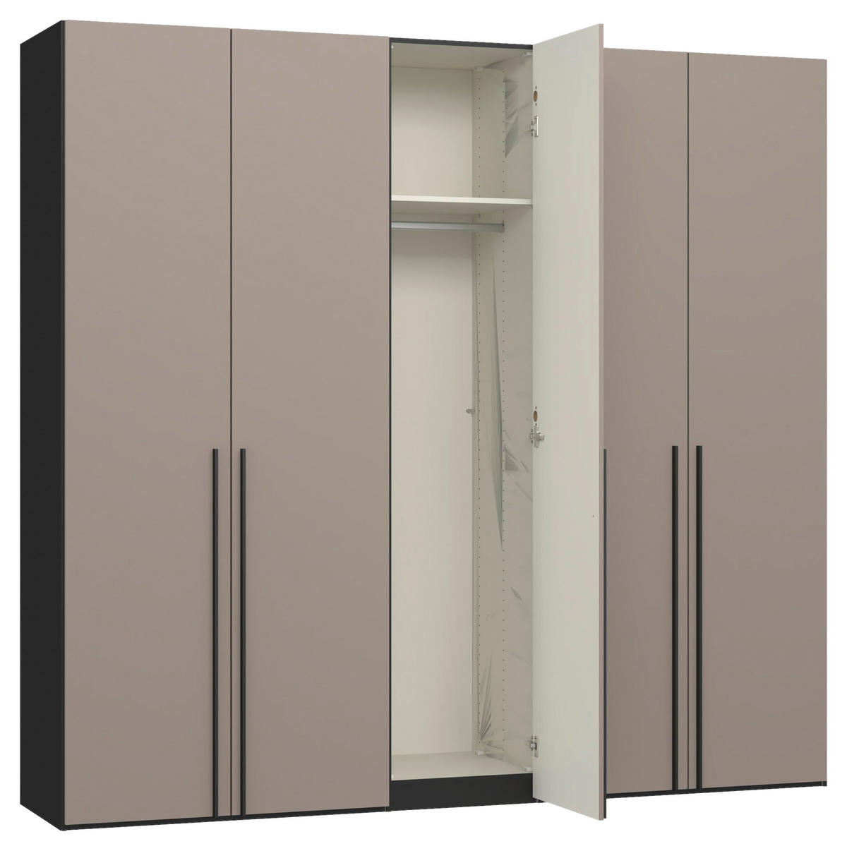 DREHTÜRENSCHRANK 253/236/59 cm,  in Schwarz, Hellbraun, 5-türig  - Hellbraun/Schwarz, Design, Holzwerkstoff/Metall (253/236/59cm) - Jutzler