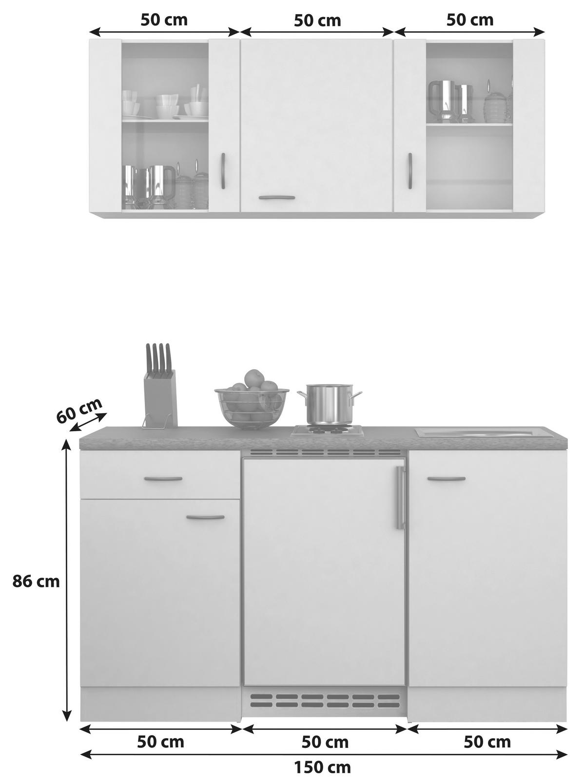 MINIKÜCHE 150 cm   in Buchefarben  - Edelstahlfarben/Beige, MODERN, Glas/Holzwerkstoff (150cm) - FlexWell