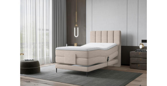 BOXSPRINGBETT 100/200 cm  in Sandfarben  - Sandfarben/Schwarz, Natur, Textil/Metall (100/200cm) - Esposa