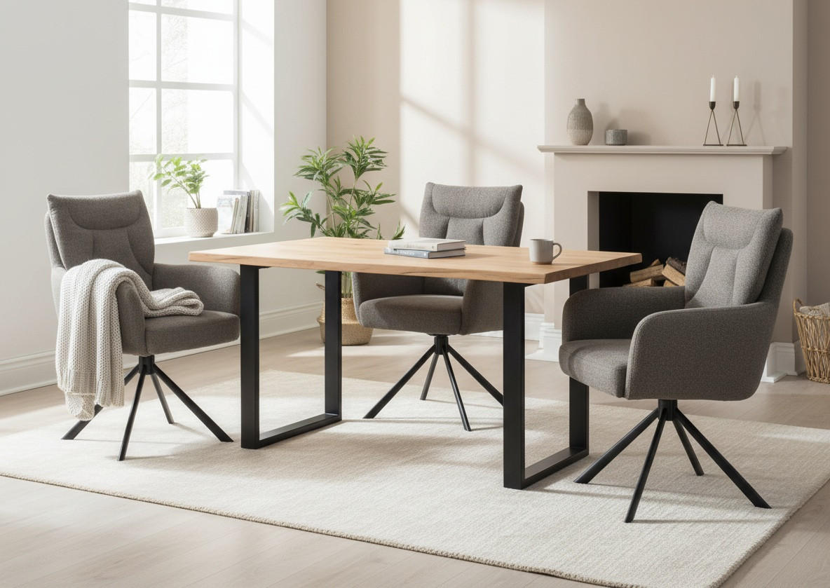 ARMLEHNSTUHL  in Eisen  - Schwarz/Braun, KONVENTIONELL, Textil/Metall (60/92/67cm) - MID.YOU