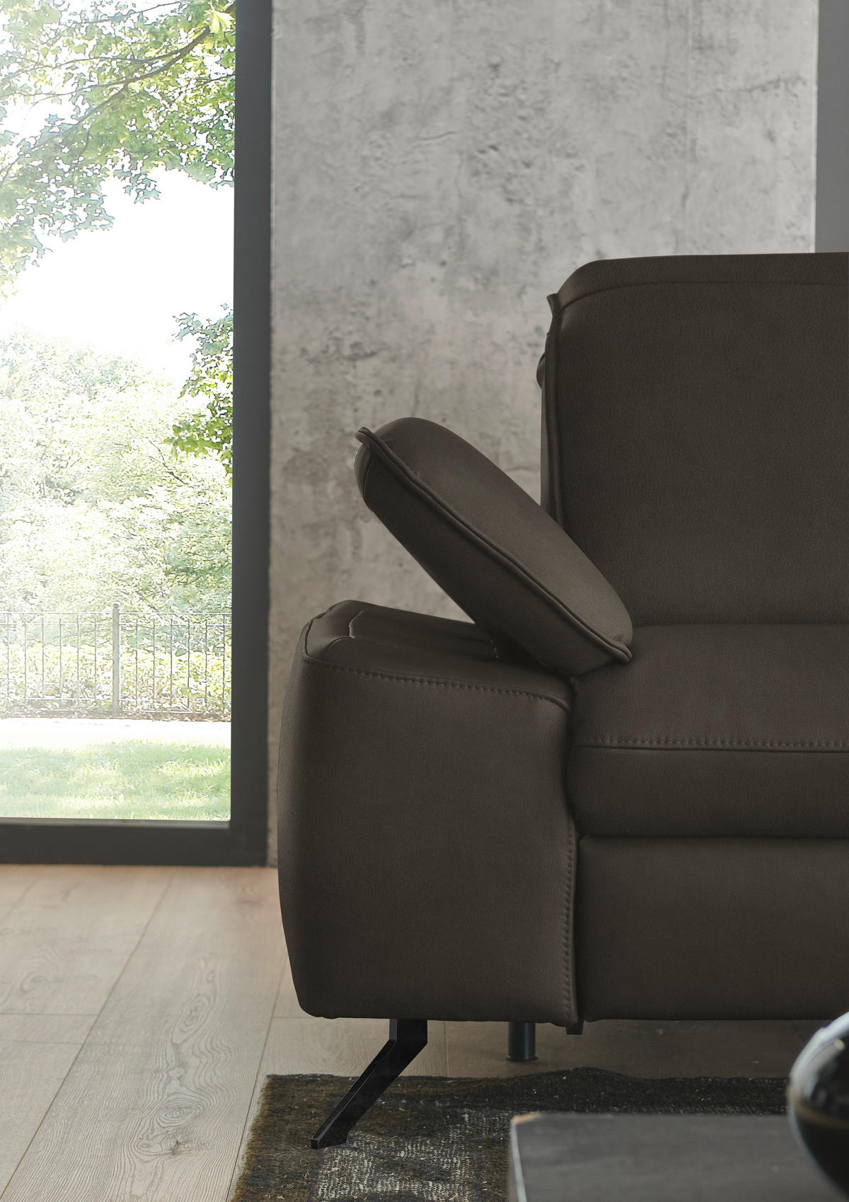 ECKSOFA  Echtleder Graubraun  - Graubraun/Schwarz, Design, Leder/Metall (307/169cm) - Beldomo Premium