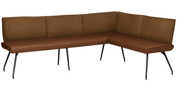 ECKBANK 225/165 cm  in Rostfarben  - Rostfarben/Schwarz, Design, Textil/Metall (225/165cm) - Moderano