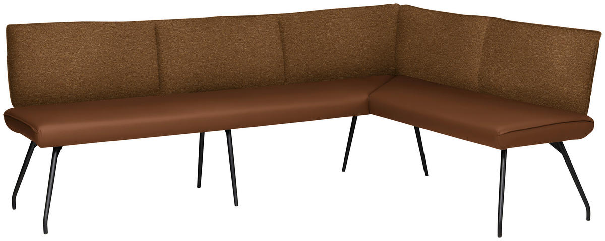 ECKBANK 225/165 cm  in Rostfarben  - Rostfarben/Schwarz, Design, Textil/Metall (225/165cm) - Moderano