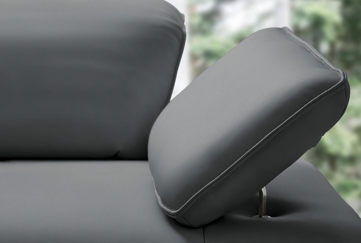 ECKSOFA  in Echtleder Grau  230/290 cm  - Anthrazit/Grau, Design, Leder/Metall (230/290cm) - Johann Jakob