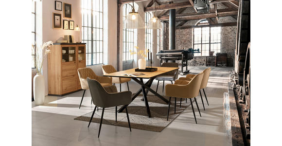 ESSTISCH rechteckig Eichefarben - Eichefarben/Schwarz, Design, Holzwerkstoff/Metall (180/90/75cm) - Carryhome