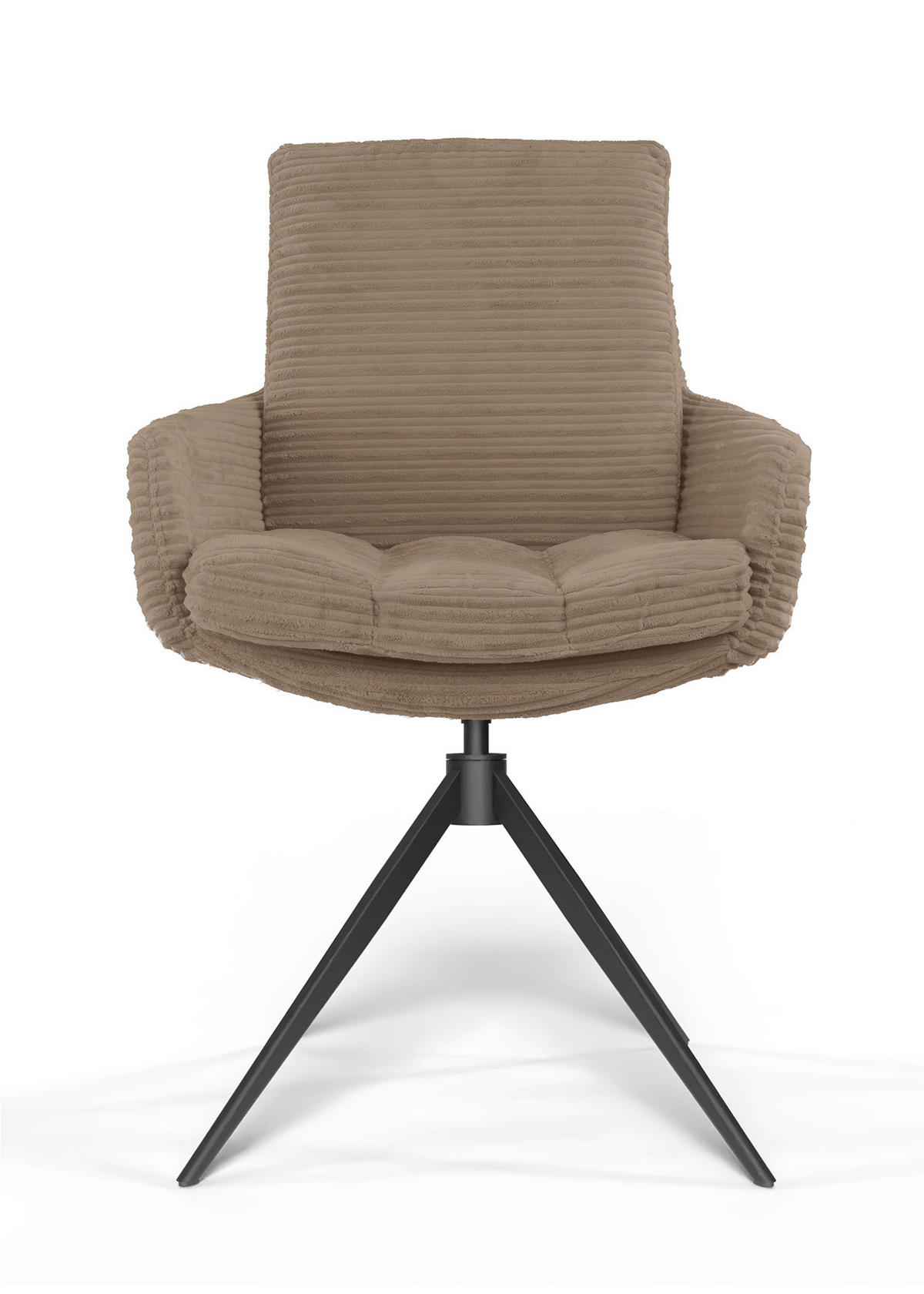 ARMLEHNSTUHL  Beinauswahl, Sitzfläche 360° drehbar, Stoff-/Lederauswahl gerippt  Hellbraun  - Hellbraun/Schwarz, Design, Textil/Metall (60/91/62cm) - Valdera