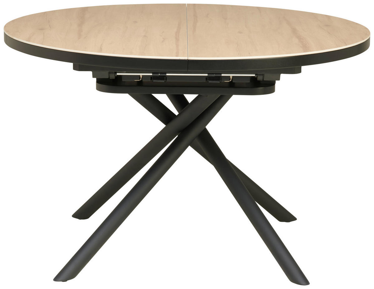 ESSTISCH Schwarz, Bernsteinfarben rund  ausziehbar  - Bernsteinfarben/Schwarz, LIFESTYLE, Keramik/Holzwerkstoff (120-160/76/120cm) - MID.YOU