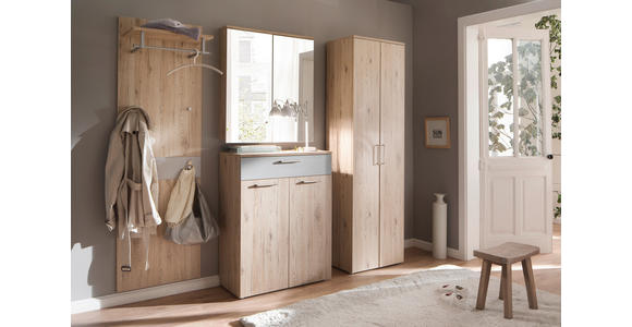 GARDEROBE 4-teilig  in 220/200/38 cm  - Eichefarben/Grau, KONVENTIONELL, Holzwerkstoff (220/200/38cm) - Moderano