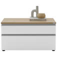 LOWBOARD  90/46/41 cm 2 Schublade(n) erweiterbar, Typenauswahl, Beimöbel erhältlich, umfangreiches Zubehör erhältlich, stehend, hängend  - Eichefarben/Silberfarben, Design, Holzwerkstoff/Kunststoff (90/46/41cm) - Dieter Knoll