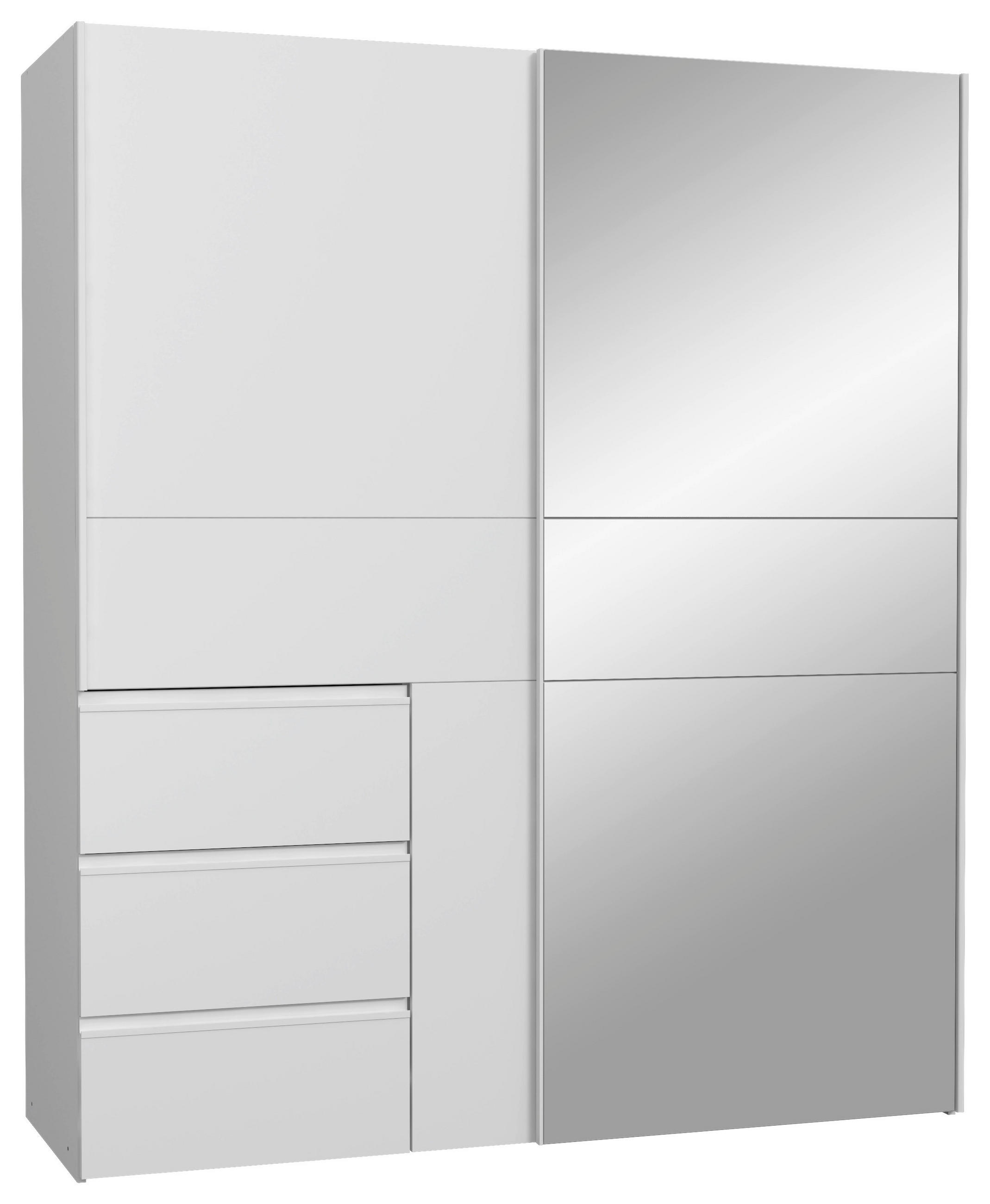 GARDEROB MED SKJUTDÖRRAR 170/200/61 cm,  i vit, aluminiumfärg, 2 dörrar  - vit/aluminiumfärg, Basics, metall/trämaterial (170/200/61cm) - MID.YOU