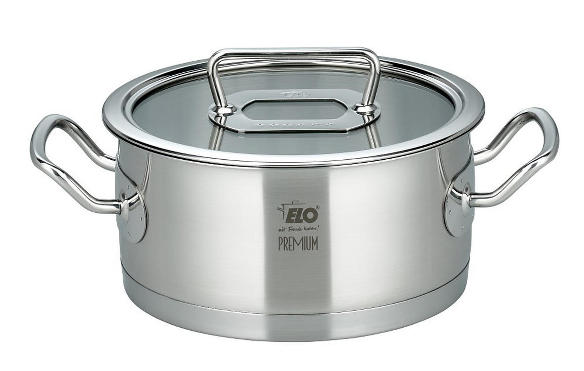 KOCHTOPFSET ELO Gourmet Plus 6-teilig  - Edelstahlfarben/Transparent, Design, Glas/Metall - ELO