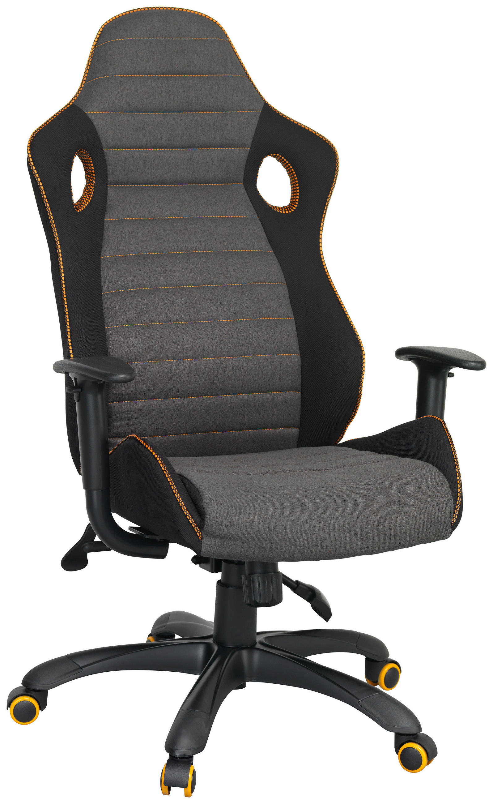 GAMING STOLICA siva, crna metal, plastika, tekstil - narančasta/siva, Design, metal/tekstil (64/120-130/70cm) - Novel