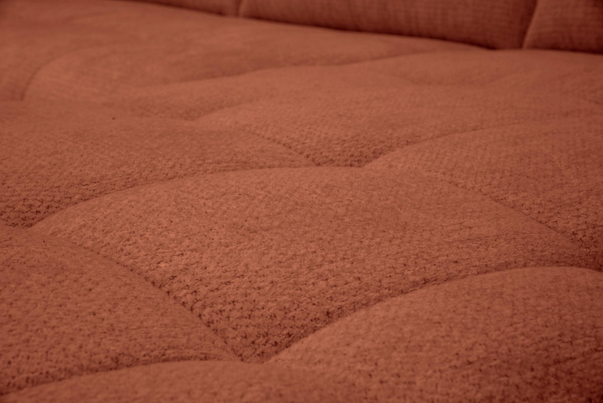 ECKSOFA Rostfarben Chenille Armlehnenkissen, Rücken echt, Sitztiefenverstellung  - Rostfarben/Schwarz, KONVENTIONELL, Textil/Metall (313/215cm) - Hom`in