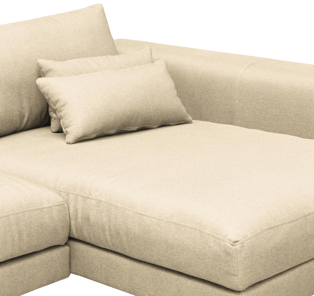 ECKSOFA in Flachgewebe Creme  - Creme/Schwarz, Design, Textil/Metall (172/313cm) - Livetastic
