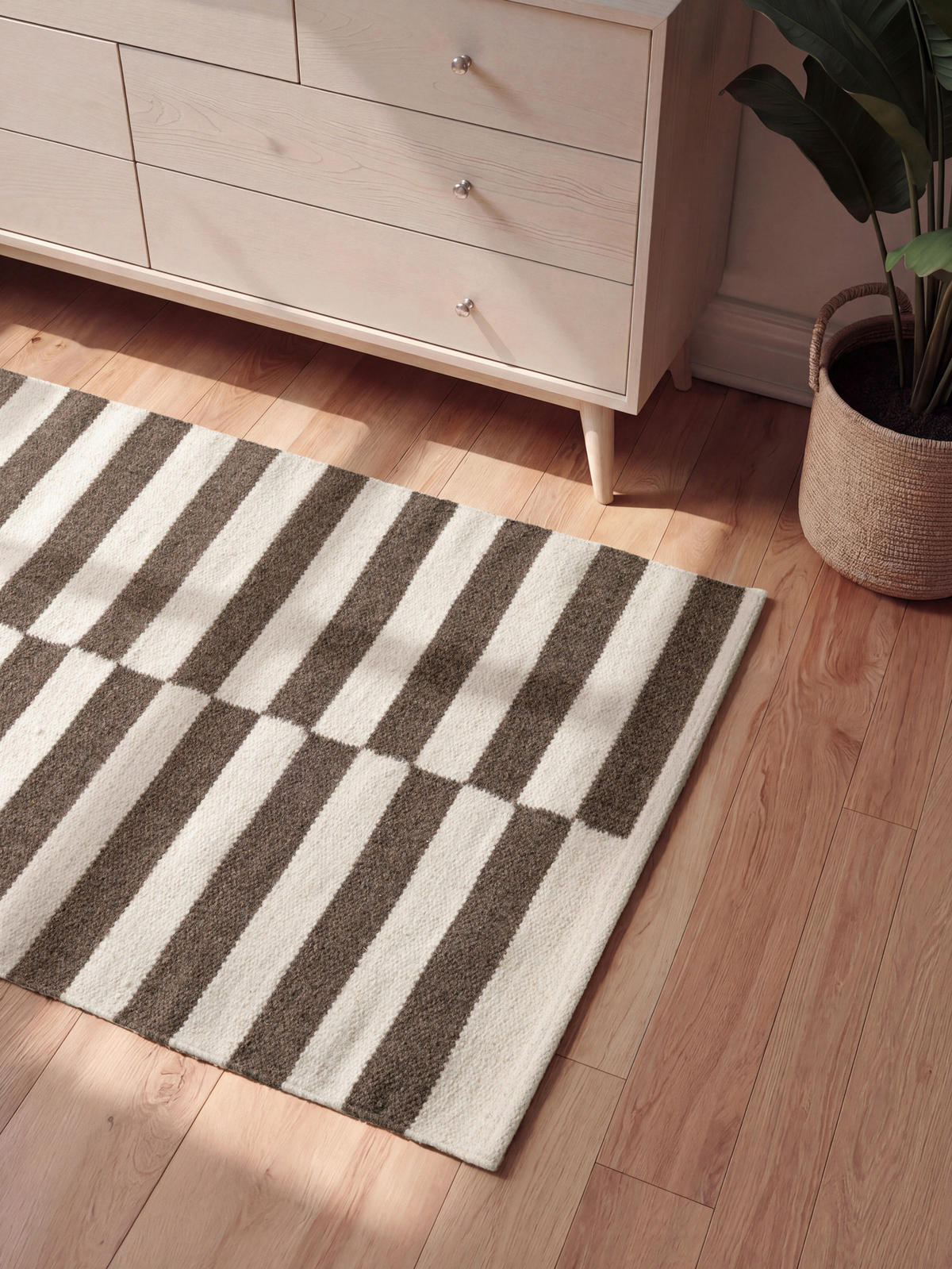 HANDWEBTEPPICH 80/150 cm Vika Weiß, Dunkelbraun rechteckig  - Dunkelbraun/Weiß, Basics, Textil (80/150cm) - Hanse Home