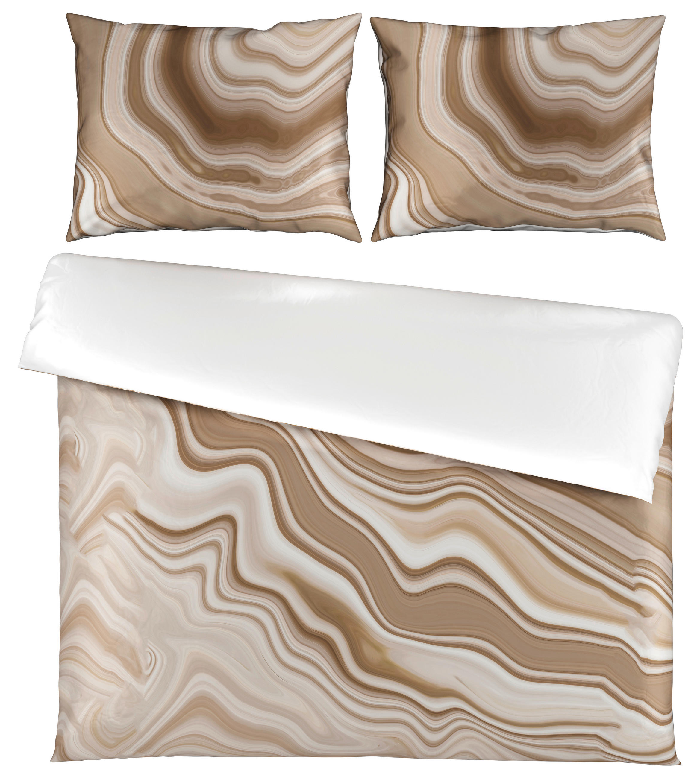 OBOJESTRANSKA POSTELJNINA WAVY 200/200 cm saten naravne barve  - naravne barve, Konvencionalno, tekstil (200/200cm) - Esposa