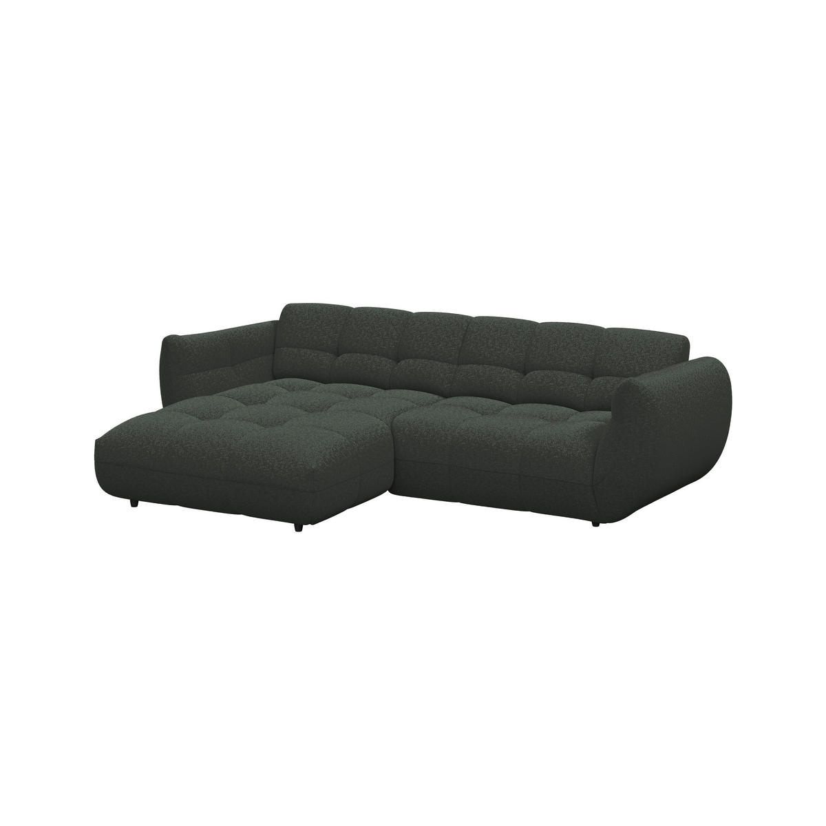 ECKSOFA Dunkelgrün Chenille  - Dunkelgrün/Schwarz, Trend, Kunststoff/Textil (178/280cm) - MID.YOU
