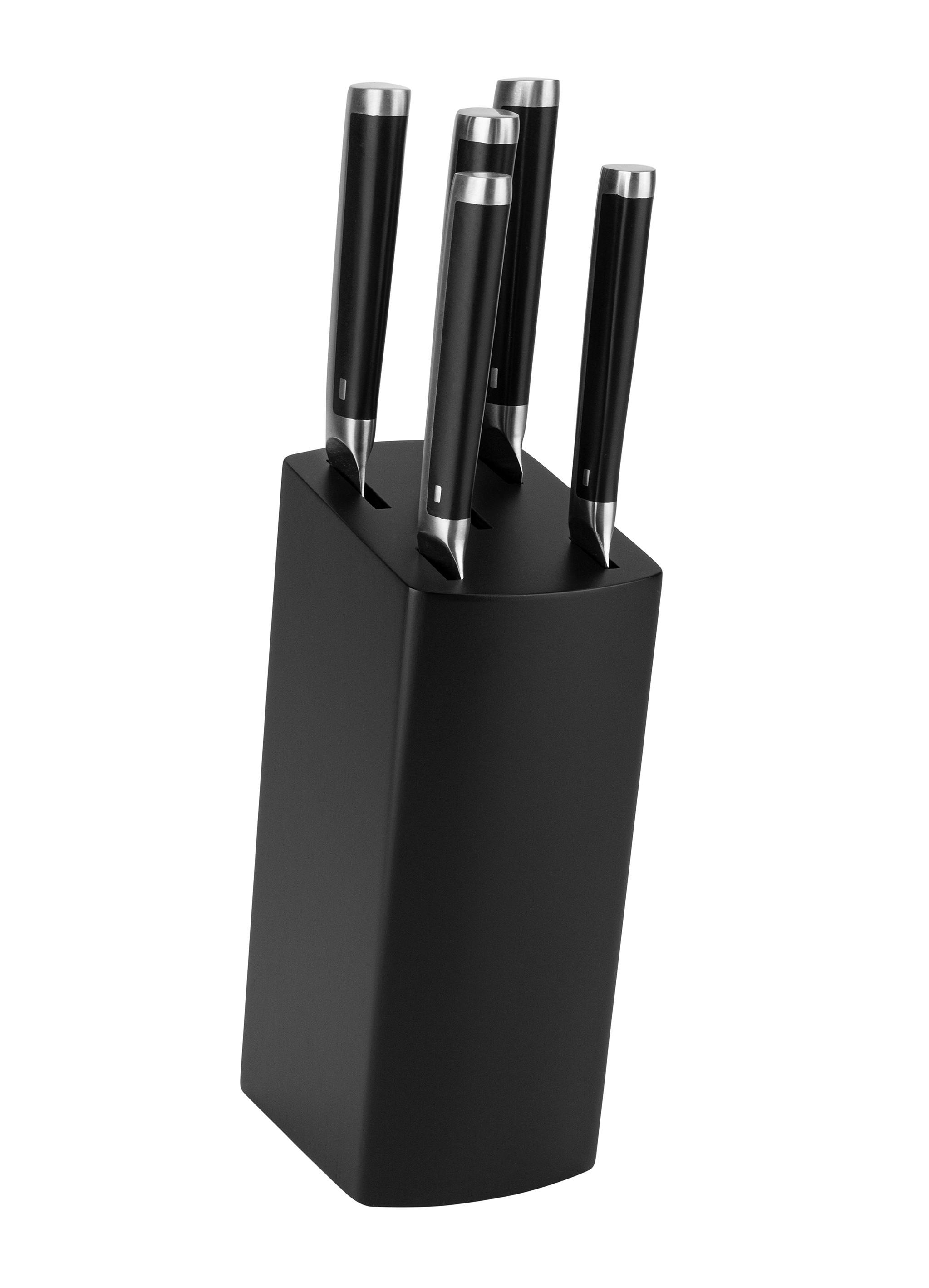 BLOK NA NOŽE nerezová ocel,  - černá/barvy stříbra, Basics, kov/dřevo (18/36/11  cm) - Justinus