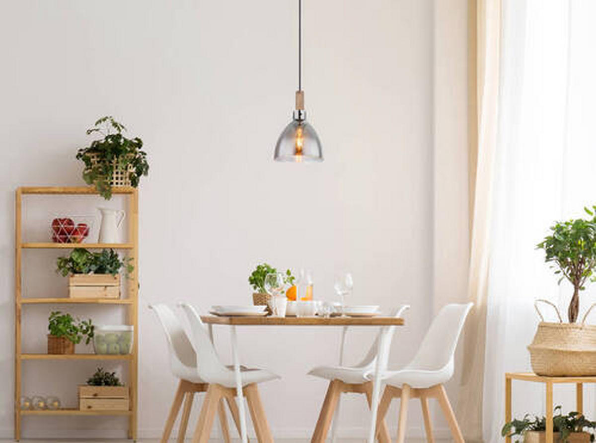 HÄNGELEUCHTE 20/120 cm    - Schwarz, Design, Glas/Holzwerkstoff (20/120cm) - Globo
