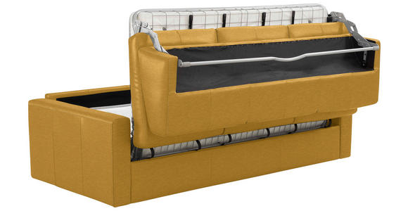 SCHLAFSOFA Bard in Echtleder Currygelb  - Currygelb/Schwarz, KONVENTIONELL, Leder/Kunststoff (206/81/96cm) - Novel