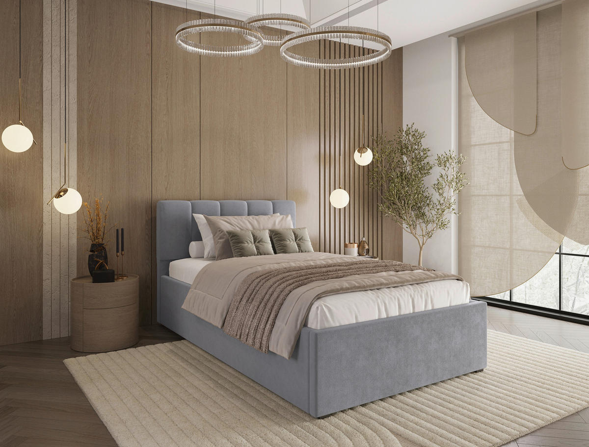 POLSTERBETT 120/200 cm  in Silberfarben  - Silberfarben/Schwarz, Design, Holz/Kunststoff (120/200cm) - Stylife