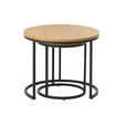 BEISTELLTISCHSET rund Eichefarben  - Eichefarben/Schwarz, Basics, Holzwerkstoff/Metall (40-60/40-60/45-50cm) - Xora