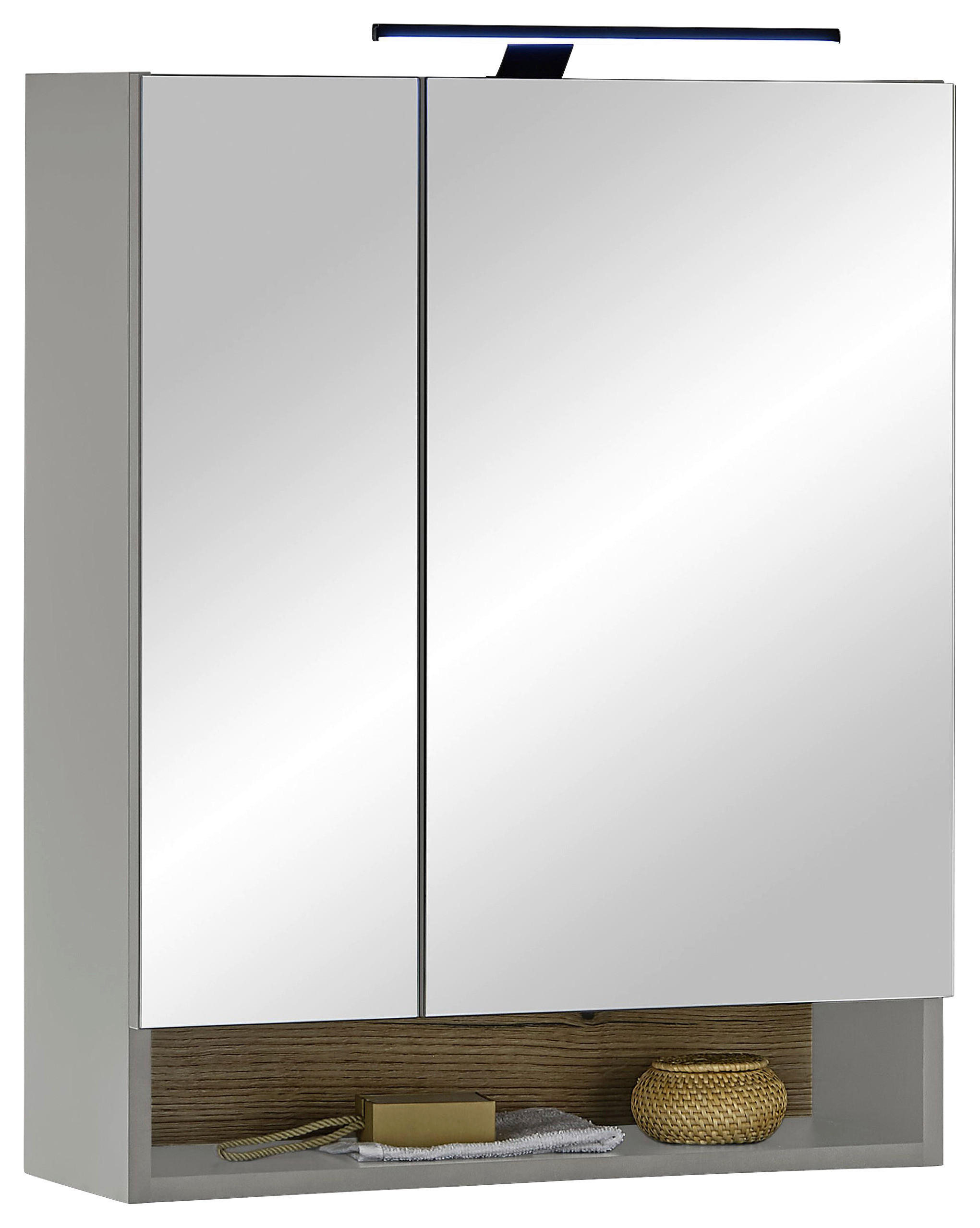 home24 Spiegelschrank Denver Grau 60x75x22 cm