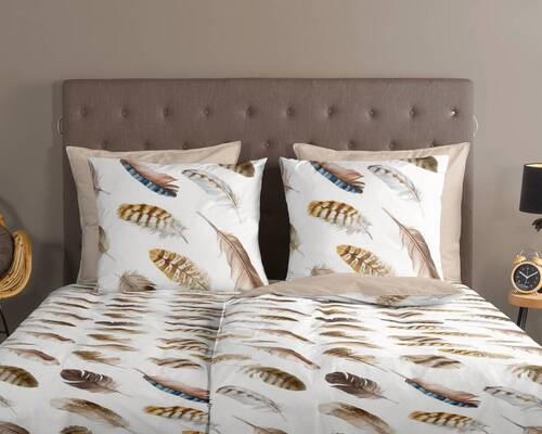 Thumbnail - Wendebettwäsche Fedra, Braun, Beige, Ecru, Textil, Federn, 135x200 cm, atmungsaktiv, Schlaftextilien, Bettwäsche, Bettwä...
