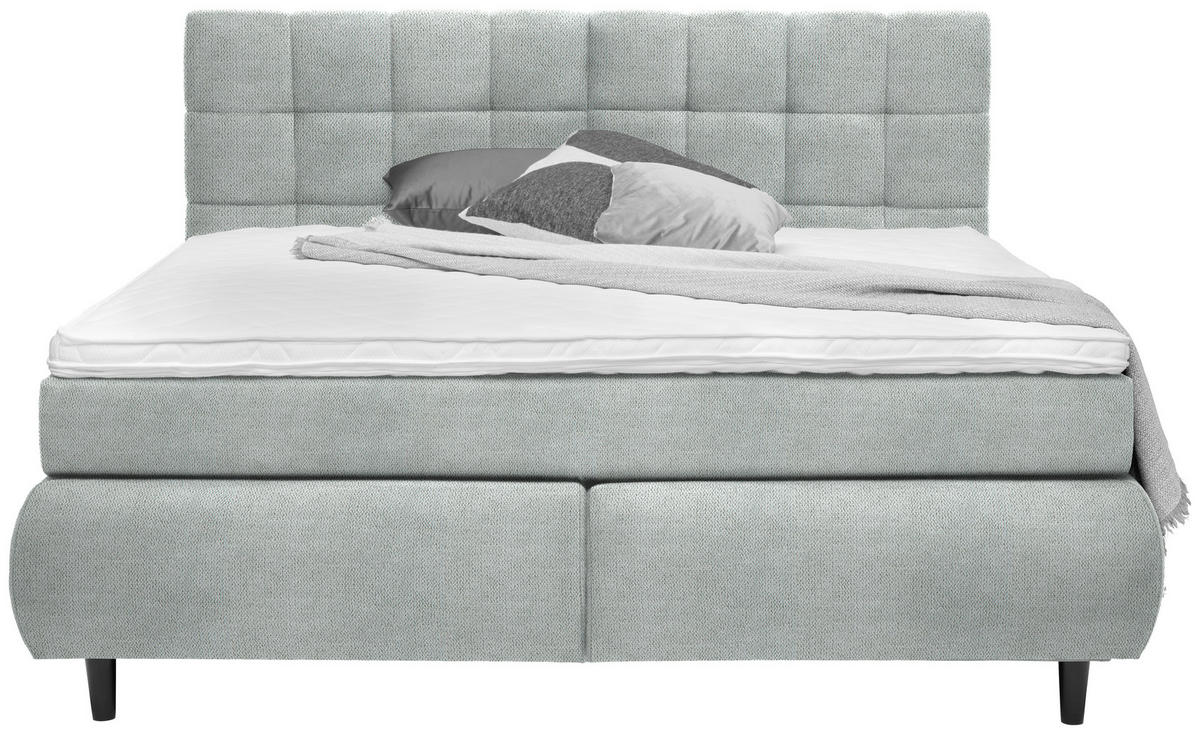 BOXSPRINGBETT 180/200 cm  in Hellgrau  - Hellgrau/Schwarz, Konventionell, Holz/Textil (180/200cm) - Ti'me