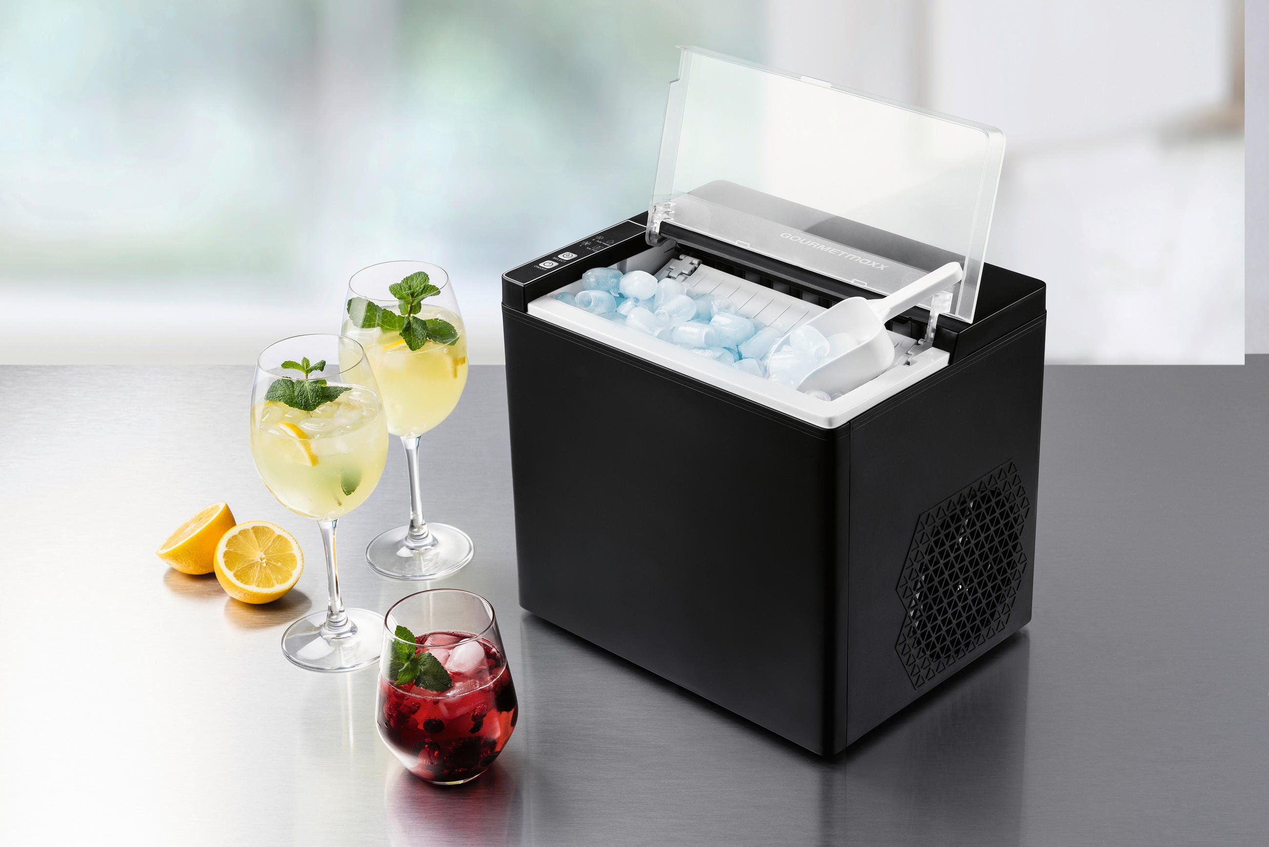 EISWÜRFELMASCHINE GOURMETmaxx  - Schwarz, Basics, Kunststoff/Metall (28,8/25,5/26,2cm)