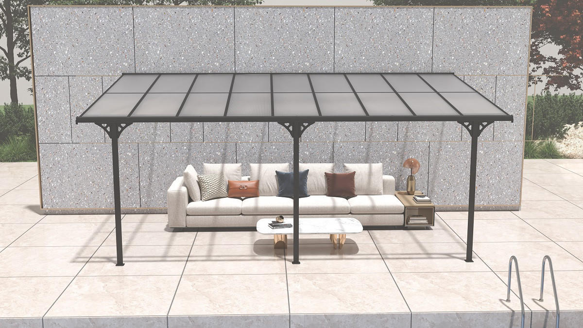 TERRASSENÜBERDACHUNG - Schwarz, Basics, Metall (556/225/300cm) - Ambia Garden