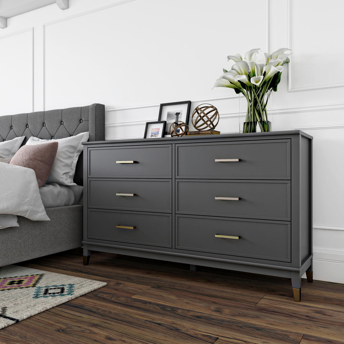 KOMMODE Westerleigh  in  - Messingfarben/Graphitfarben, Design, Holzwerkstoff/Metall (145/85/41cm) - MID.YOU