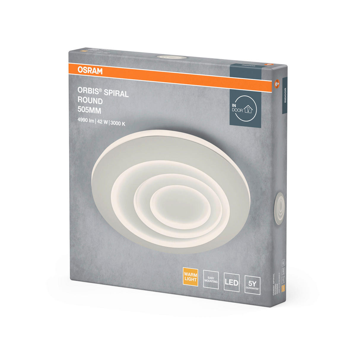 LED-DECKENLEUCHTE Orbis Spiral Round 50,6/5,6 cm   - Weiß, Design, Kunststoff/Metall (50,6/5,6cm) - Osram