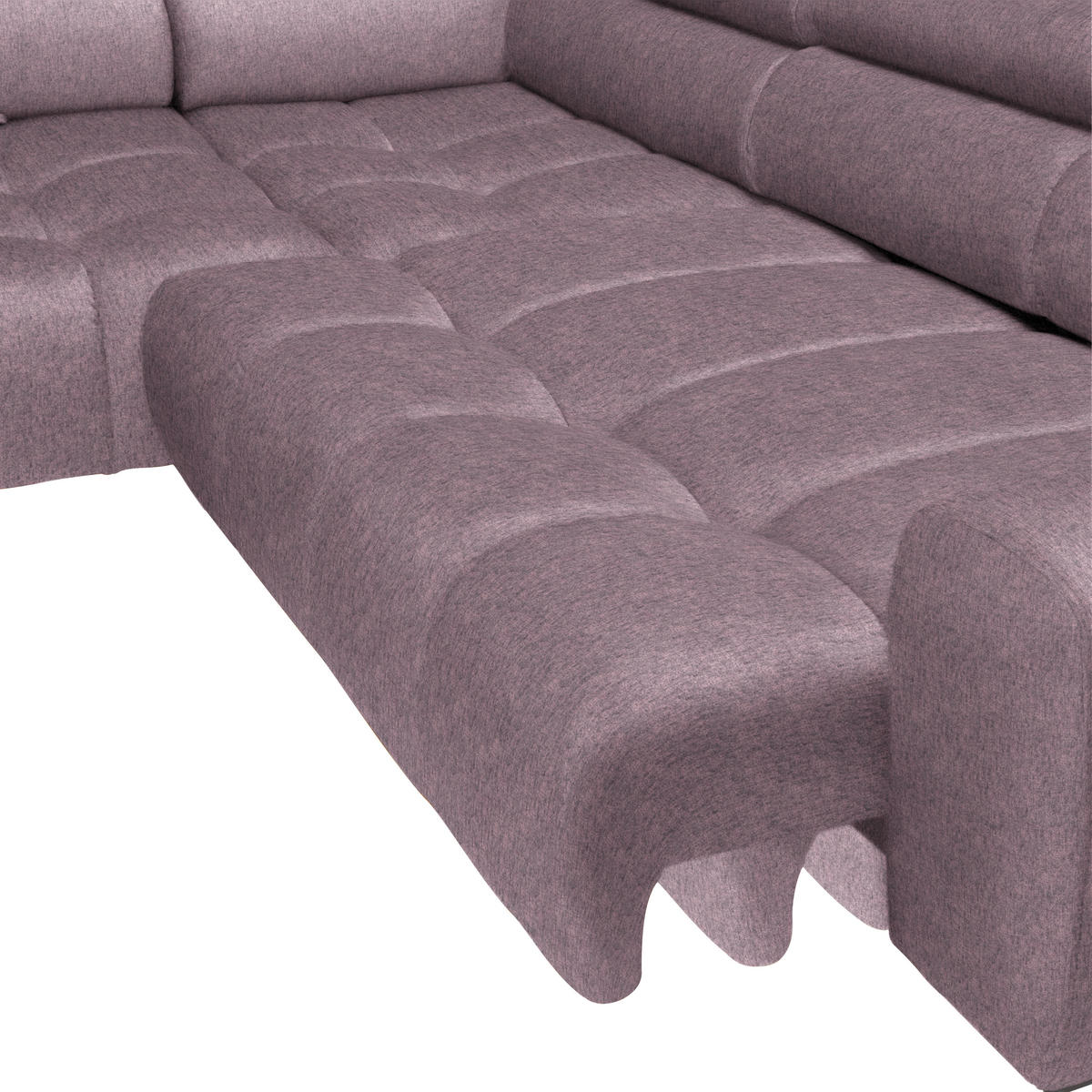 ECKSOFA in Samt, Webstoff Flieder  - Flieder/Schwarz, Design, Textil/Metall (177/270cm) - Welnova