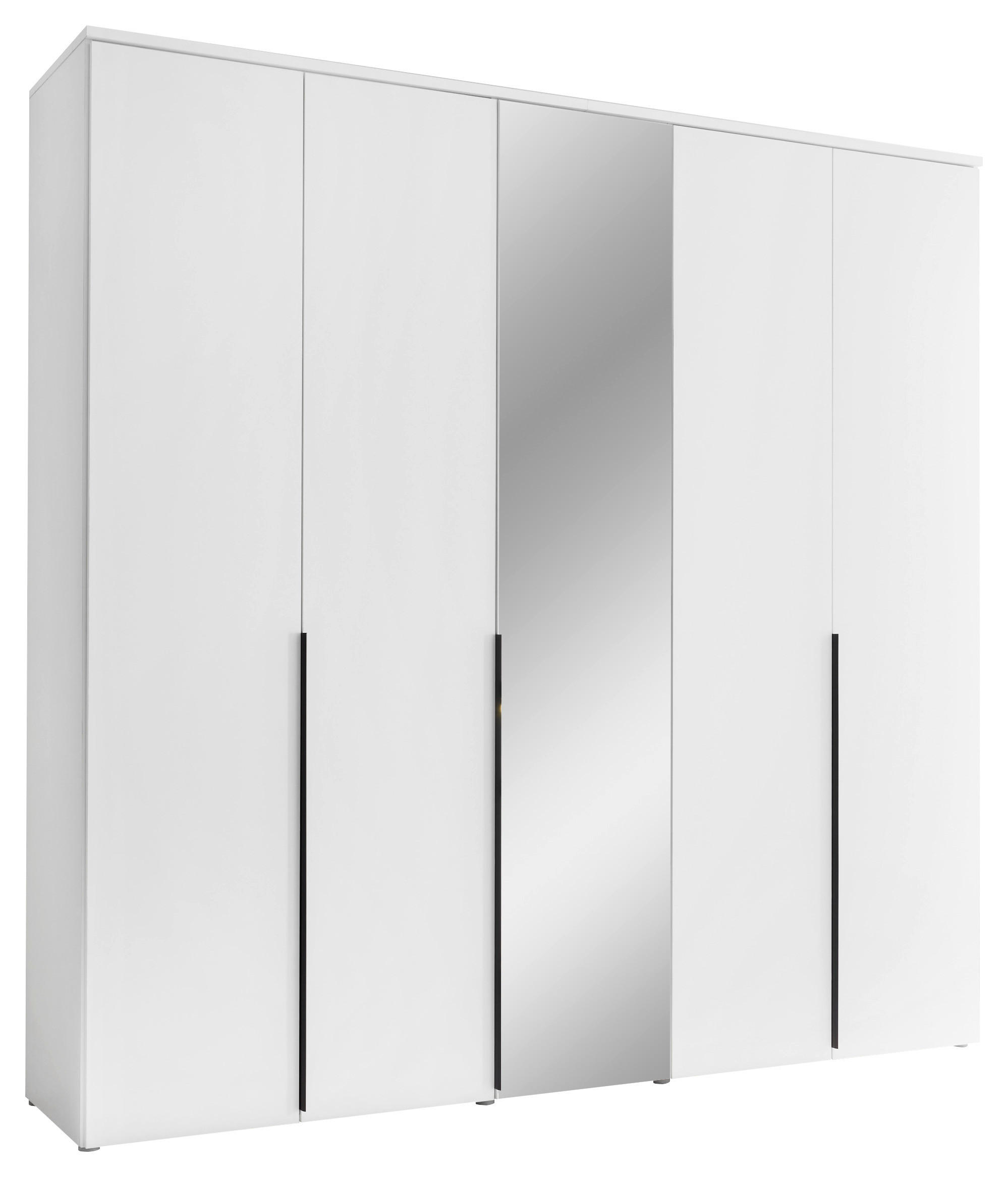 DREHTÜRENSCHRANK 225/225/52 cm 5-türig Weiß  - Schwarz/Weiß, MODERN, Glas/Holzwerkstoff (225/225/52cm) - MID.YOU