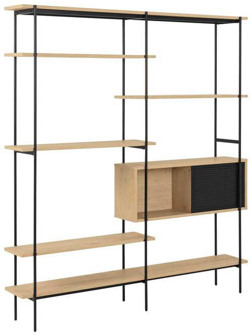 REGALELEMENT Schwarz, Eichefarben  - Eichefarben/Schwarz, KONVENTIONELL, Holzwerkstoff/Metall (172,0/188,0/27,0cm) - Livetastic