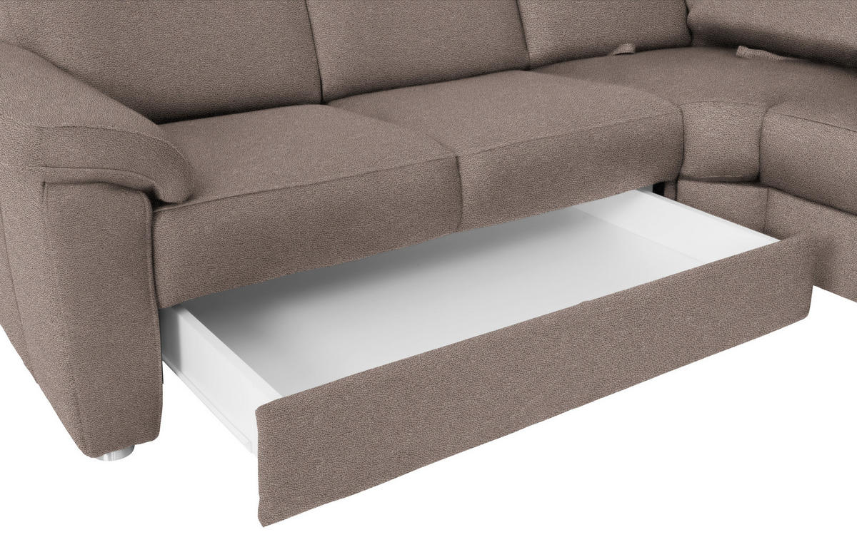 WOHNLANDSCHAFT in Flachgewebe Graubraun  - Chromfarben/Graubraun, Konventionell, Textil/Metall (240/330/163cm) - Beldomo System