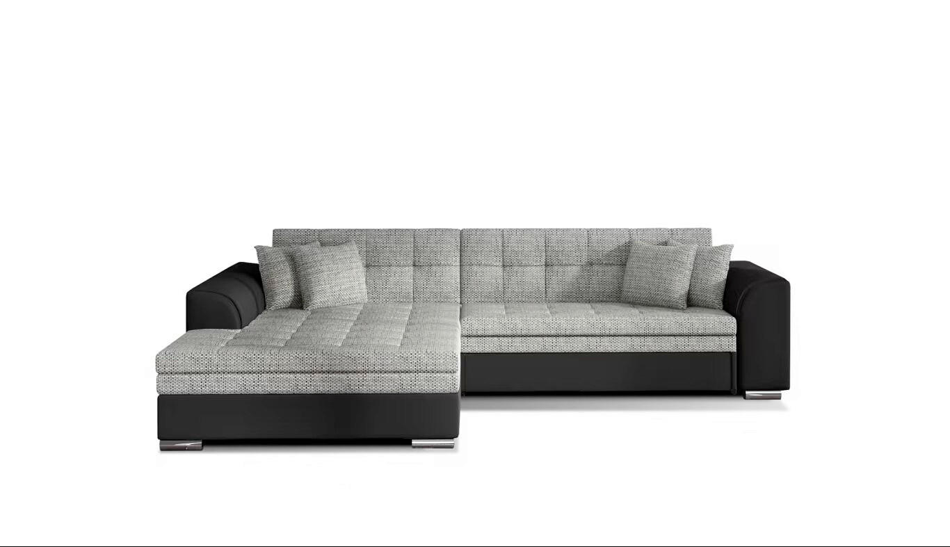 ECKSOFA in Webstoff Grau, Schwarz  194/296 cm  - Chromfarben/Schwarz, Design, Kunststoff/Textil (194/296cm) - MID.YOU